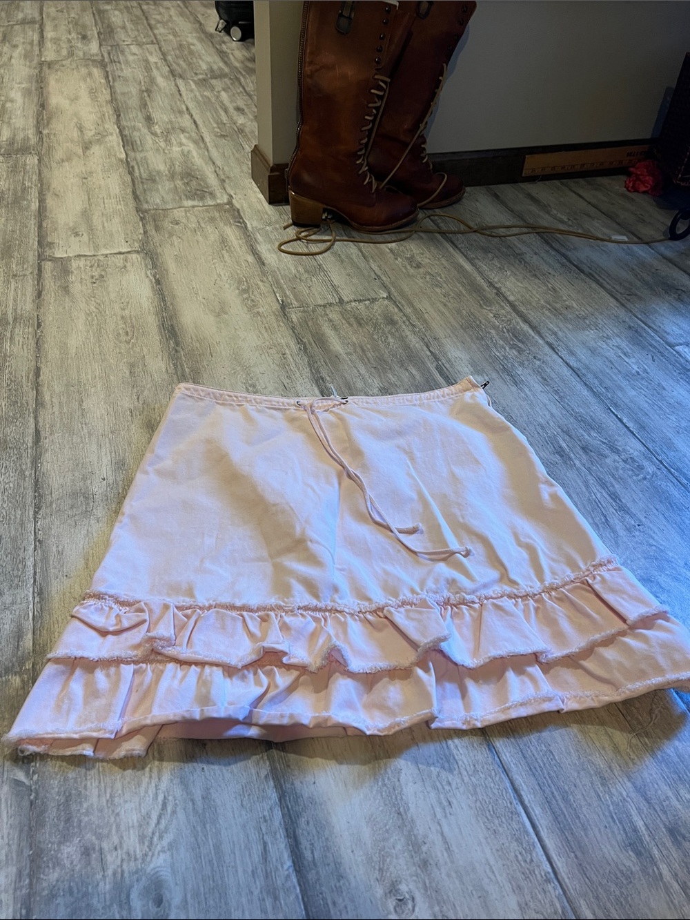 J. Crew Light Pink Ruffle-Hem A-Line Skirt